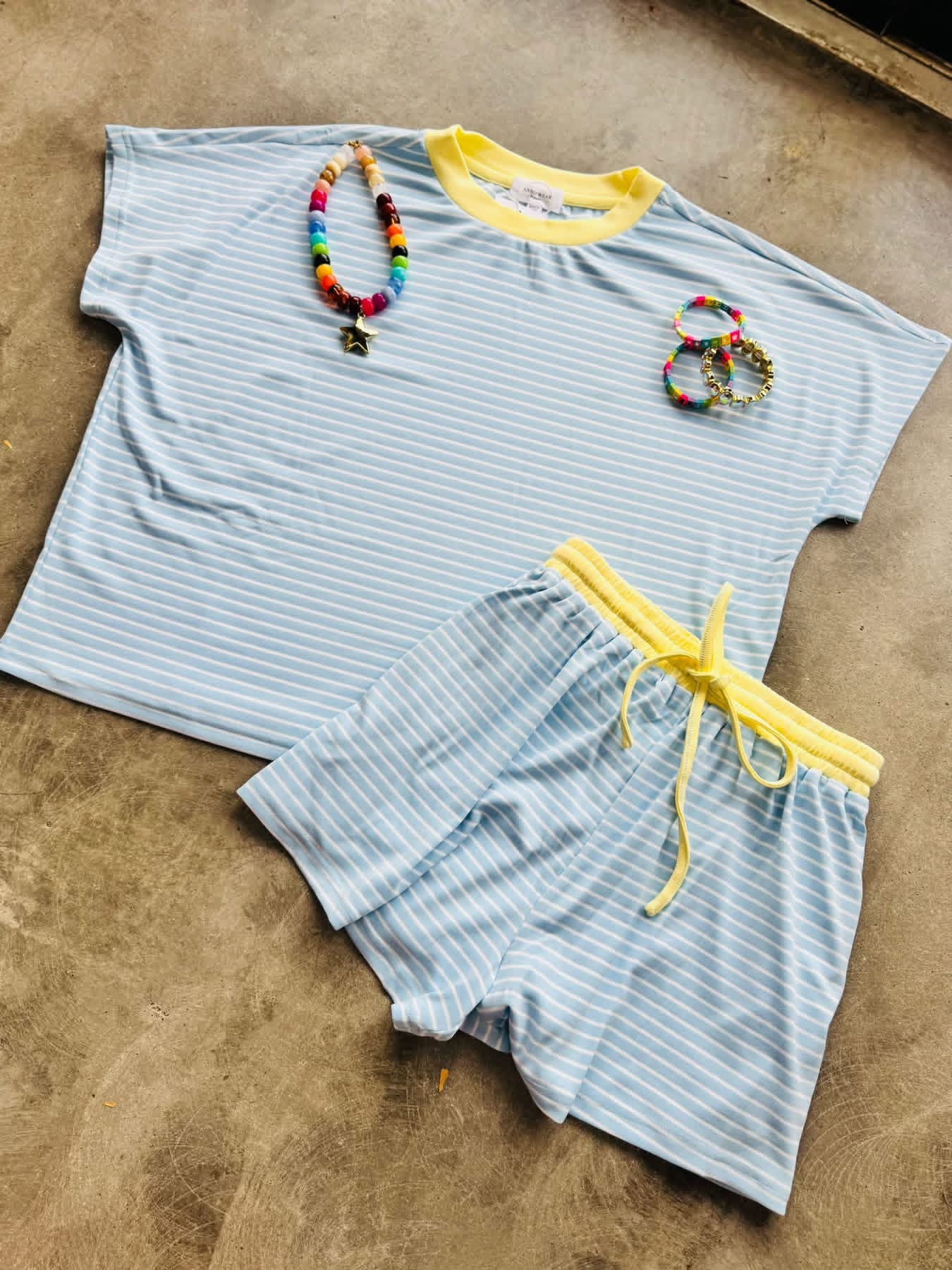 Blue and Yellow Striped Set