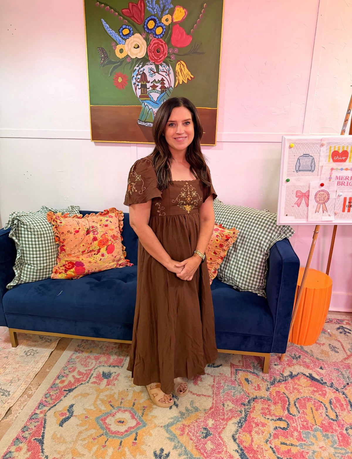 Chocolate embroidered dress