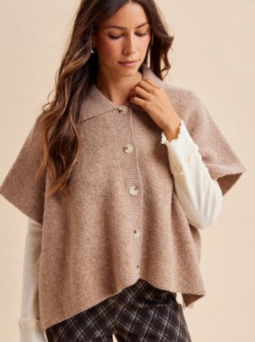Taupe Cape Cardigan