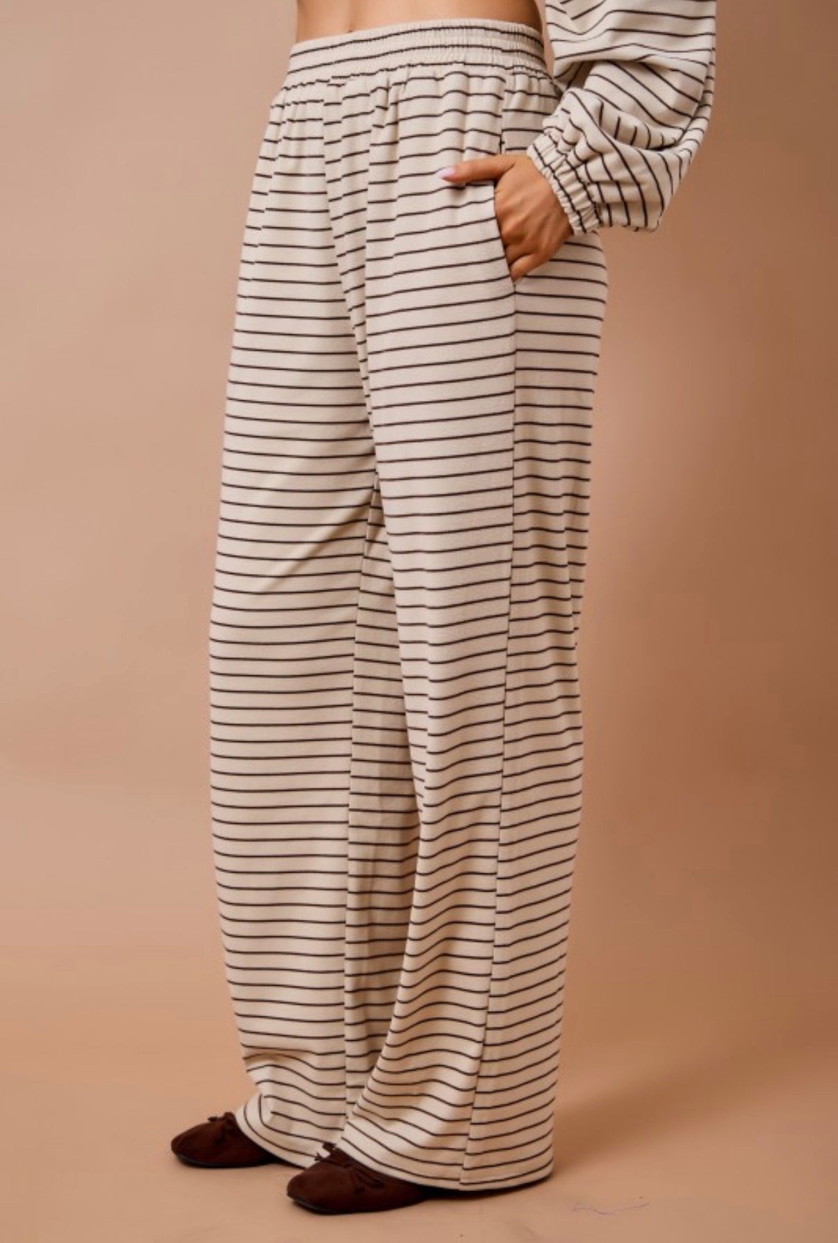 Tan Brown Striped Pants