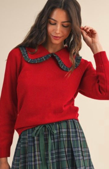 Christmas Plaid Ruffle Shirt