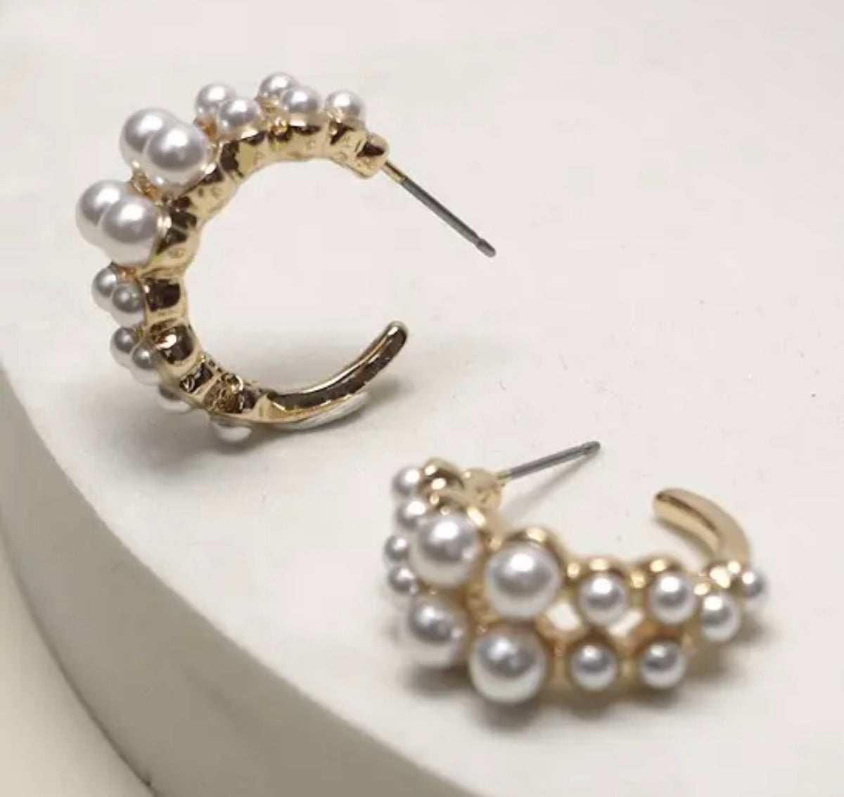 Double Pearl Hoops