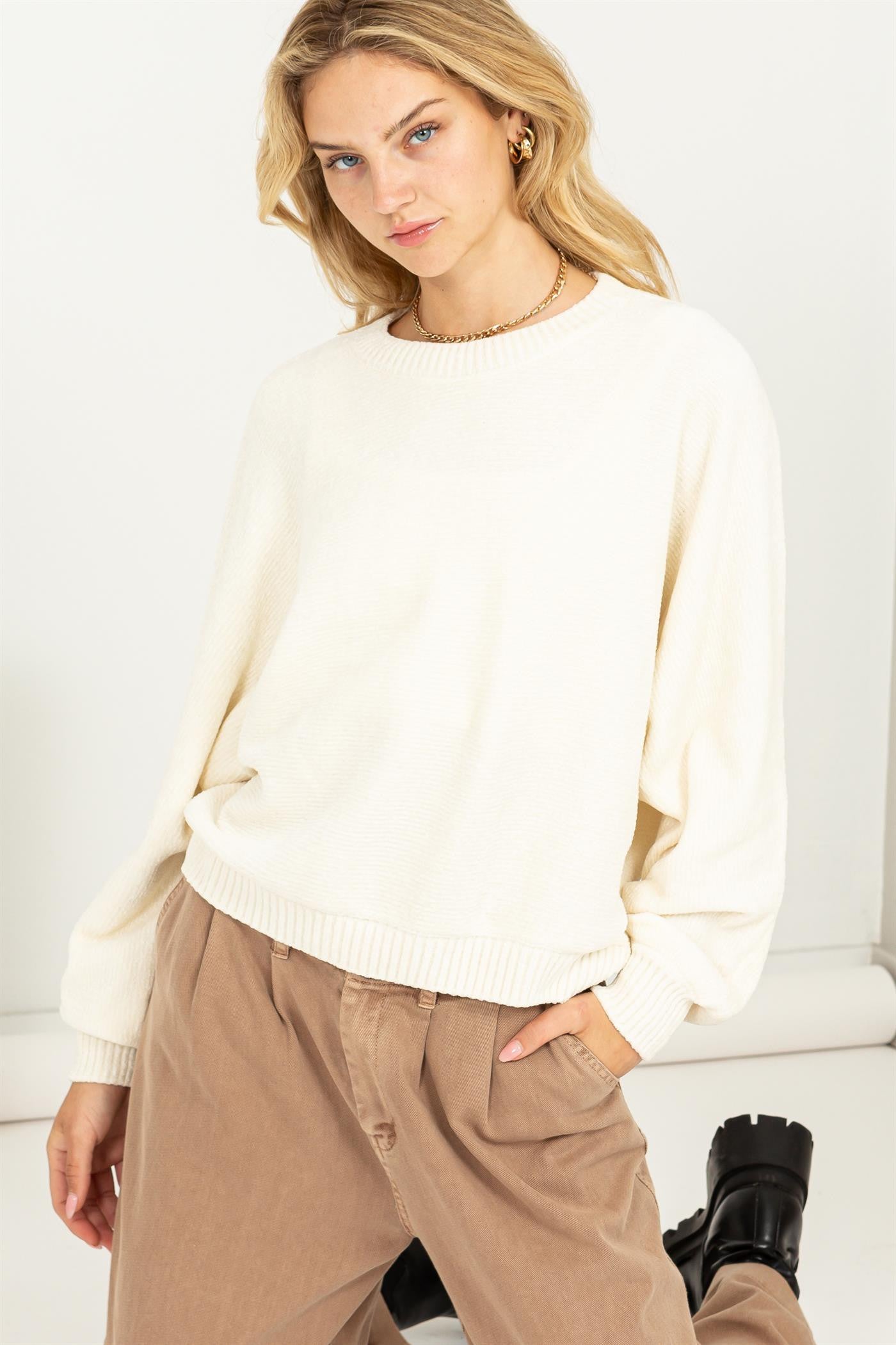 Vibe Check Sweater- Cream