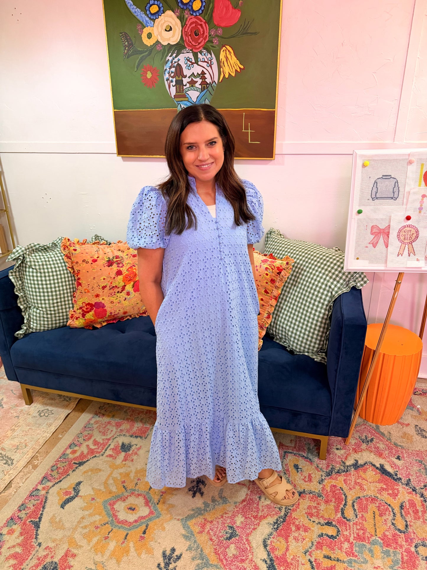 Blue Eyelet Dress