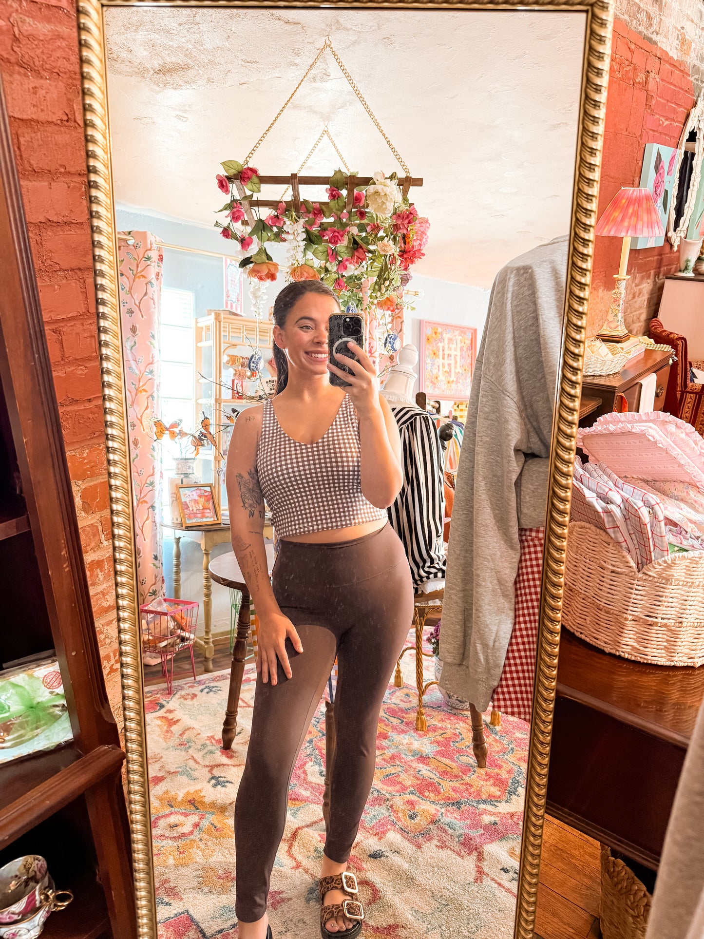Brown Gingham Top