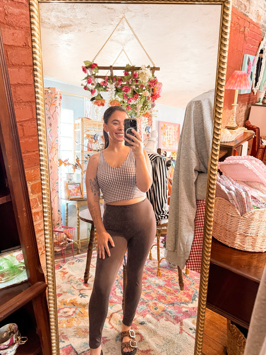 Brown Gingham Top