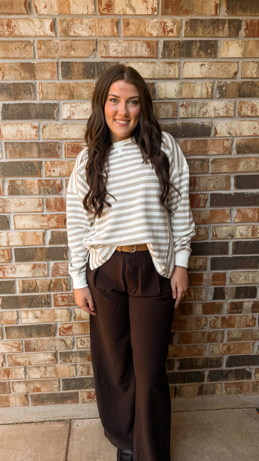 Waffle Striped Top