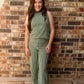 Green striped pants