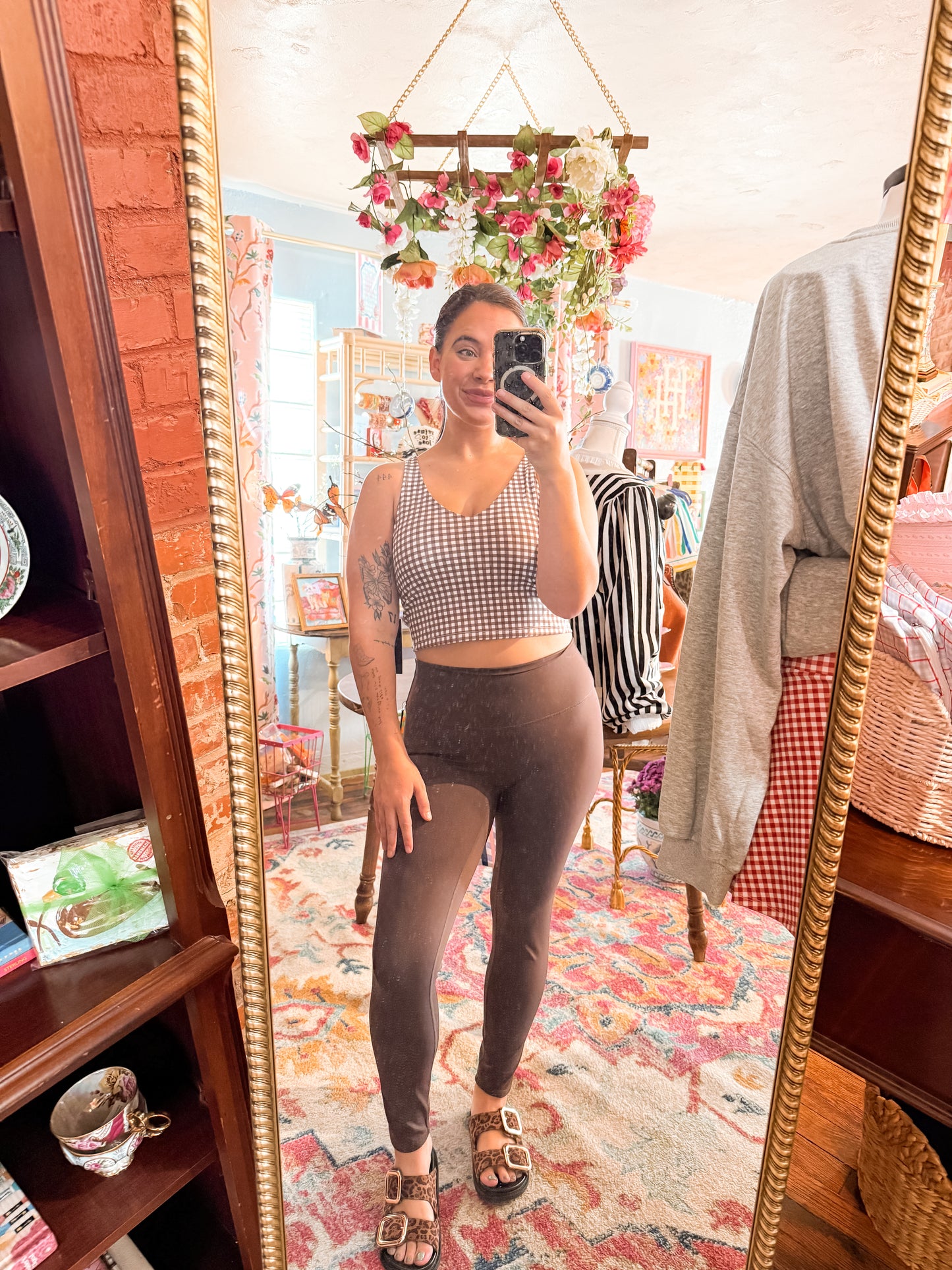 Brown Gingham Top