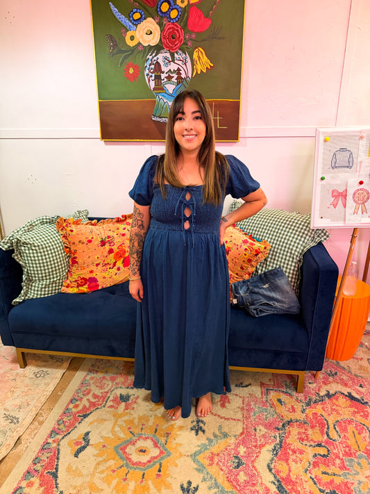 Smocked Denim Dress