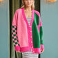Green & Pink Cardigan