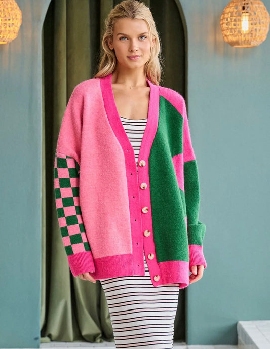 Green & Pink Cardigan