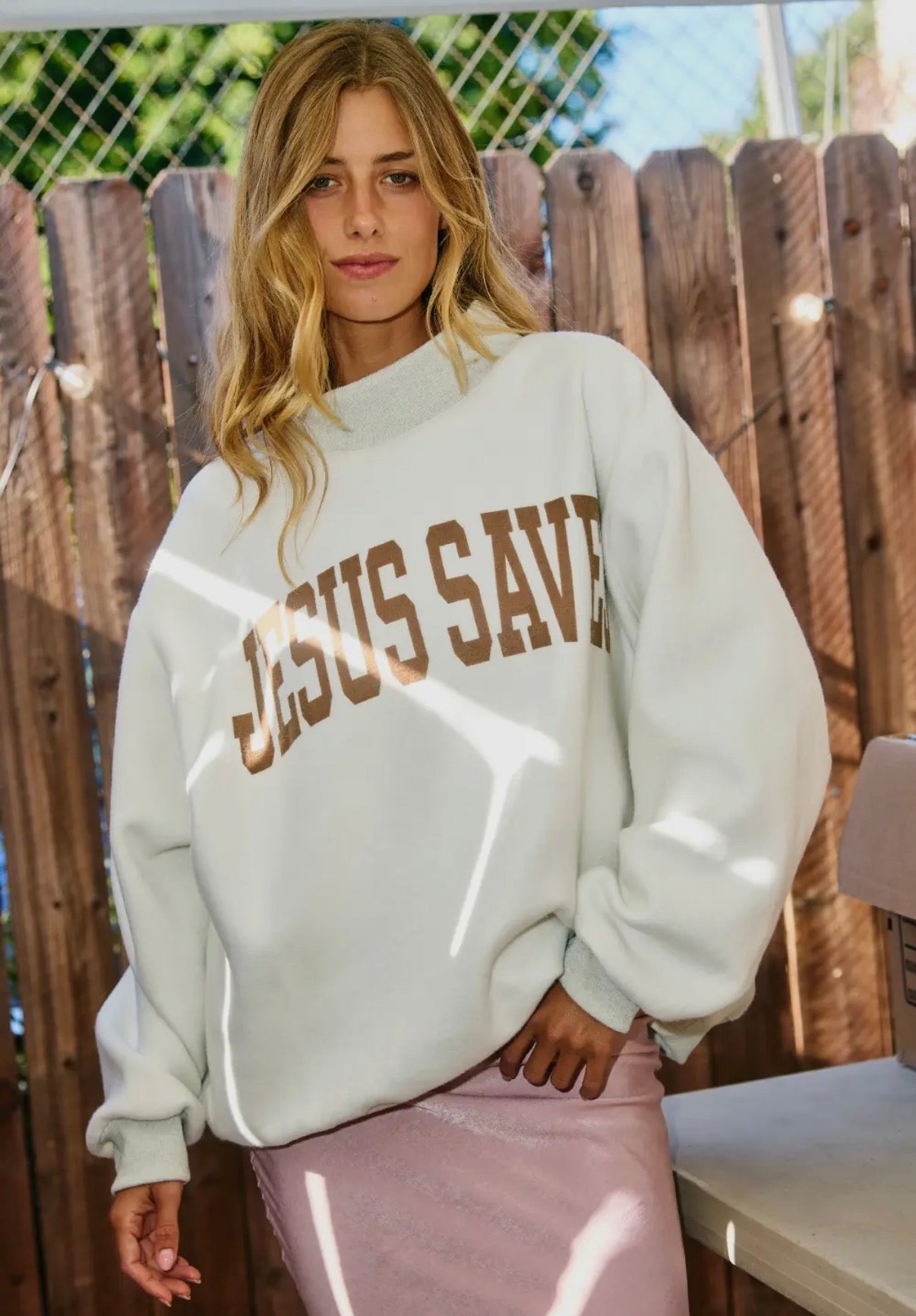Cross & Jesus Saves reversible sweatshirt