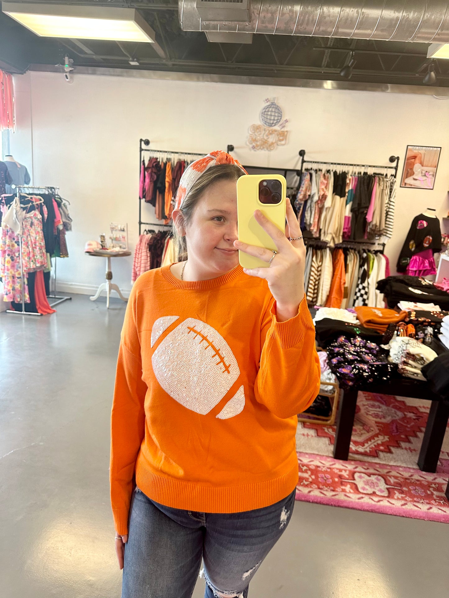 Orange Football Sweater