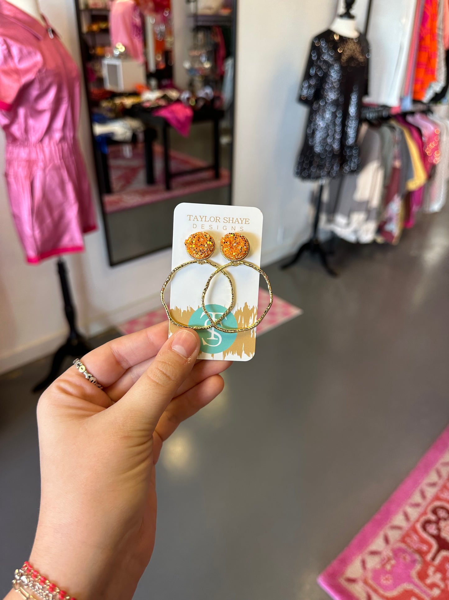 Gameday Glitter Hoops- Orange