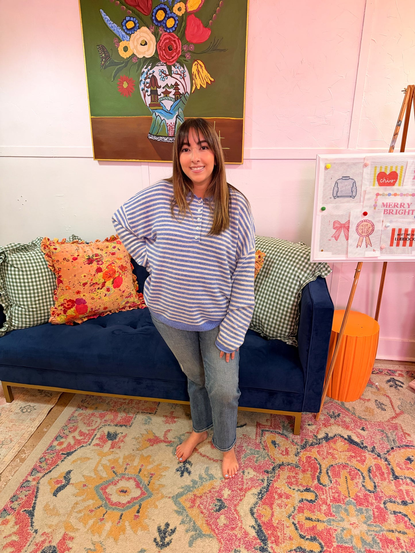 Blue striped sweater