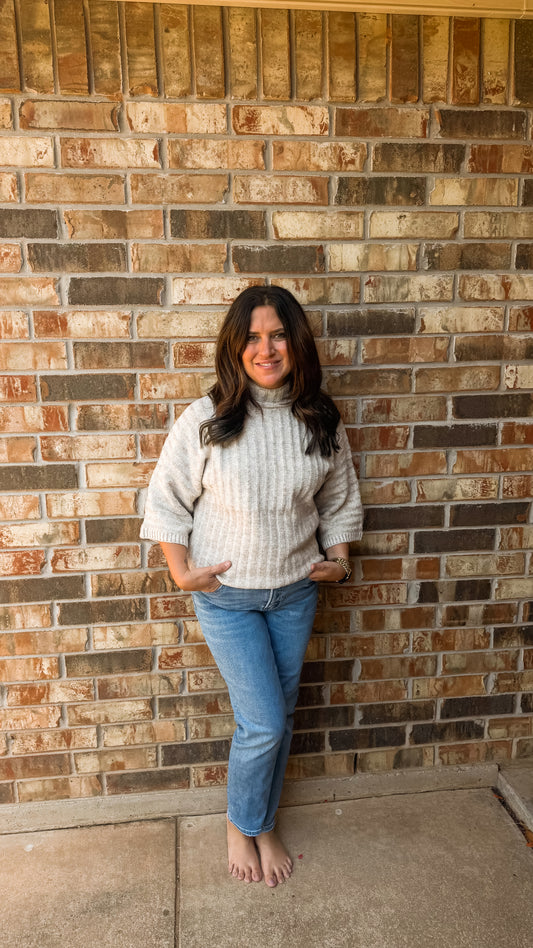 Ribbed Knit Mock Sweater