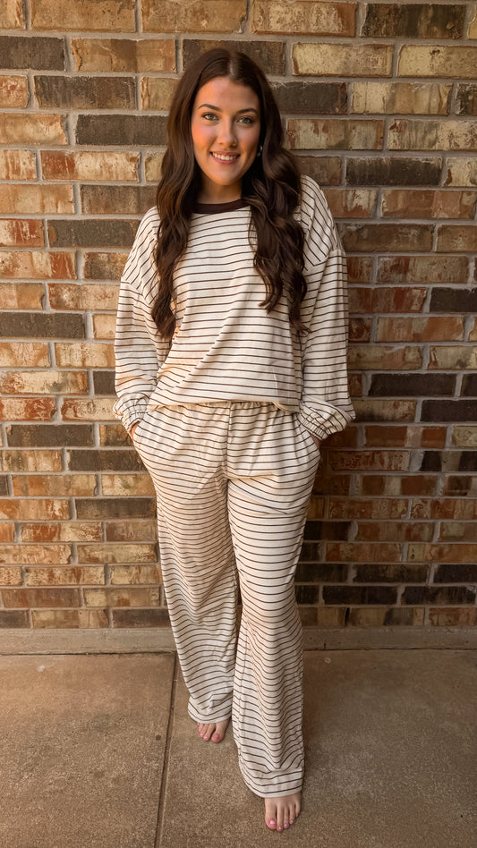 Tan Brown Striped Pants