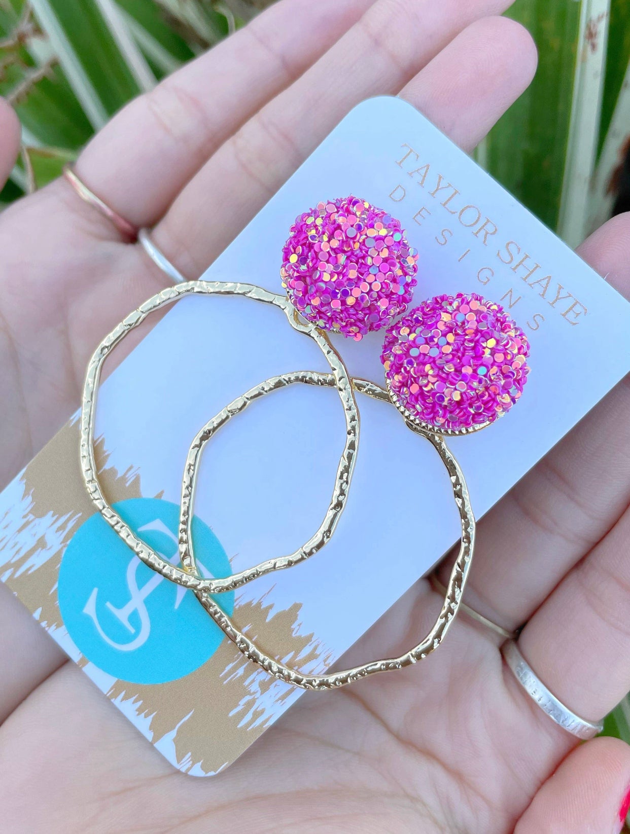 Glitter Top Hoops